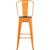 image:imageFlash Furniture Lily 30 High Red Metal Barstool with Back and Wood Seat Pack of 1Orange