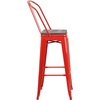 image:imageFlash Furniture Lily 30 High Red Metal Barstool with Back and Wood Seat Pack of 1Red