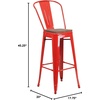 image:imageFlash Furniture Lily 30 High Red Metal Barstool with Back and Wood Seat Pack of 1Red