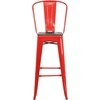 image:imageFlash Furniture Lily 30 High Red Metal Barstool with Back and Wood Seat Pack of 1Red
