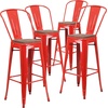 image:imageFlash Furniture Lily 30 High Red Metal Barstool with Back and Wood Seat Pack of 1Red
