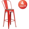 image:imageFlash Furniture Lily 30 High Red Metal Barstool with Back and Wood Seat Pack of 1Red