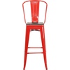 image:imageFlash Furniture Lily 30 High Red Metal Barstool with Back and Wood Seat Pack of 1Red