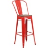 image:imageFlash Furniture Lily 30 High Red Metal Barstool with Back and Wood Seat Pack of 1Red