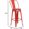 image:imageFlash Furniture Lily 30 High Red Metal Barstool with Back and Wood Seat Pack of 1Red