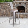 image:imageFlash Furniture Lily 30 High Red Metal Barstool with Back and Wood Seat Pack of 1Silver