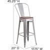 image:imageFlash Furniture Lily 30 High Red Metal Barstool with Back and Wood Seat Pack of 1Silver
