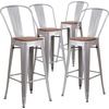image:imageFlash Furniture Lily 30 High Red Metal Barstool with Back and Wood Seat Pack of 1Silver