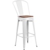 image:imageFlash Furniture Lily 30 High Red Metal Barstool with Back and Wood Seat Pack of 1White