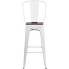 image:imageFlash Furniture Lily 30 High Red Metal Barstool with Back and Wood Seat Pack of 1White