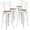image:imageFlash Furniture Lily 30 High Red Metal Barstool with Back and Wood Seat Pack of 1White