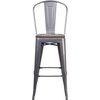 image:imageFlash Furniture Lily 30 High Red Metal Barstool with Back and Wood Seat Pack of 1White