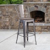image:imageFlash Furniture Lily 30 High Red Metal Barstool with Back and Wood Seat Pack of 1White