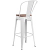 image:imageFlash Furniture Lily 30 High Red Metal Barstool with Back and Wood Seat Pack of 1White