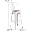 image:imageFlash Furniture Lily 30 High Red Metal Barstool with Back and Wood Seat Pack of 1White