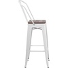 image:imageFlash Furniture Lily 30 High Red Metal Barstool with Back and Wood Seat Pack of 1White