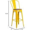 image:imageFlash Furniture Lily 30 High Red Metal Barstool with Back and Wood Seat Pack of 1Yellow