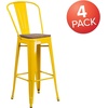 image:imageFlash Furniture Lily 30 High Red Metal Barstool with Back and Wood Seat Pack of 1Yellow