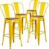 image:imageFlash Furniture Lily 30 High Red Metal Barstool with Back and Wood Seat Pack of 1Yellow
