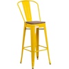 image:imageFlash Furniture Lily 30 High Red Metal Barstool with Back and Wood Seat Pack of 1Yellow