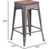 image:imageFlash Furniture Lincoln 24 High Backless Clear Coated Metal Counter Height Stool with Square Wood Seat1