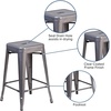 image:imageFlash Furniture Lincoln 24 High Backless Clear Coated Metal Indoor Counter Height Stool with Square SeatSet of 4