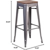 image:imageFlash Furniture Lincoln 30 High Backless Clear Coated Metal Barstool with Square Wood Seat1
