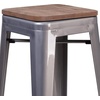 image:imageFlash Furniture Lincoln 30 High Backless Clear Coated Metal Barstool with Square Wood Seat4