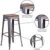 image:imageFlash Furniture Lincoln 30 High Backless Clear Coated Metal Barstool with Square Wood Seat4