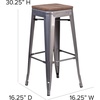 image:imageFlash Furniture Lincoln 30 High Backless Clear Coated Metal Barstool with Square Wood Seat4