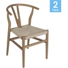 image:imageFlash Furniture Logan Commercial Wood Dining Chair YBack Style Stackable Design Solid Wood Frame Kraft Paper Seat Mortise and Tenon Set of 2 BlackNaturalOak FrameNatural Seat