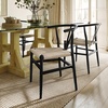 image:imageFlash Furniture Logan Commercial Wood Dining Chair YBack Style Stackable Design Solid Wood Frame Kraft Paper Seat Mortise and Tenon Set of 2 BlackNaturalBlack FrameNatural Seat