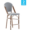 image:imageFlash Furniture Lourdes Commercial Grade Bistro Counter Height Stool Stackable IndoorOutdoor Dining Stool 26 High WhiteGray and Bamboo Finish Set of 2White  NavyNatural Frame