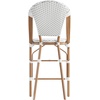 image:imageFlash Furniture Lourdes Commercial Grade Bistro Counter Height Stool Stackable IndoorOutdoor Dining Stool 26 High WhiteGray and Bamboo Finish Set of 2White  GrayNatural Frame