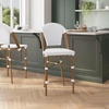 image:imageFlash Furniture Lourdes Commercial Grade Bistro Counter Height Stool Stackable IndoorOutdoor Dining Stool 26 High WhiteGray and Bamboo Finish Set of 2White  GrayNatural Frame
