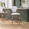 image:imageFlash Furniture Lourdes Commercial Grade Bistro Counter Height Stool Stackable IndoorOutdoor Dining Stool 26 High WhiteGray and Bamboo Finish Set of 2White  GrayNatural Frame