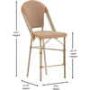 image:imageFlash Furniture Lourdes Commercial Grade Bistro Counter Height Stool Stackable IndoorOutdoor Dining Stool 26 High WhiteGray and Bamboo Finish Set of 2Natural  WhiteLight Natural Frame