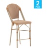 image:imageFlash Furniture Lourdes Commercial Grade Bistro Counter Height Stool Stackable IndoorOutdoor Dining Stool 26 High WhiteGray and Bamboo Finish Set of 2Natural  WhiteLight Natural Frame