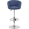 image:imageFlash Furniture Luis Contemporary Black Vinyl Adjustable Height Barstool with Barrel Back and Chrome BaseBlue Fabric
