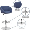 image:imageFlash Furniture Luis Contemporary Black Vinyl Adjustable Height Barstool with Barrel Back and Chrome BaseBlue Fabric