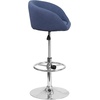 image:imageFlash Furniture Luis Contemporary Black Vinyl Adjustable Height Barstool with Barrel Back and Chrome BaseBlue Fabric