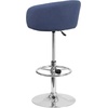 image:imageFlash Furniture Luis Contemporary Black Vinyl Adjustable Height Barstool with Barrel Back and Chrome BaseBlue Fabric