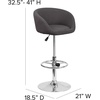 image:imageFlash Furniture Luis Contemporary Black Vinyl Adjustable Height Barstool with Barrel Back and Chrome BaseCharcoal Fabric