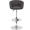 image:imageFlash Furniture Luis Contemporary Black Vinyl Adjustable Height Barstool with Barrel Back and Chrome BaseCharcoal Fabric