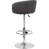 image:imageFlash Furniture Luis Contemporary Black Vinyl Adjustable Height Barstool with Barrel Back and Chrome BaseCharcoal Fabric