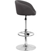 image:imageFlash Furniture Luis Contemporary Black Vinyl Adjustable Height Barstool with Barrel Back and Chrome BaseCharcoal Fabric