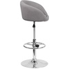 image:imageFlash Furniture Luis Contemporary Black Vinyl Adjustable Height Barstool with Barrel Back and Chrome BaseGray Fabric