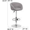 image:imageFlash Furniture Luis Contemporary Black Vinyl Adjustable Height Barstool with Barrel Back and Chrome BaseGray Fabric