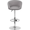 image:imageFlash Furniture Luis Contemporary Black Vinyl Adjustable Height Barstool with Barrel Back and Chrome BaseGray Fabric