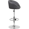 image:imageFlash Furniture Luis Contemporary Black Vinyl Adjustable Height Barstool with Barrel Back and Chrome BaseGray Vinyl